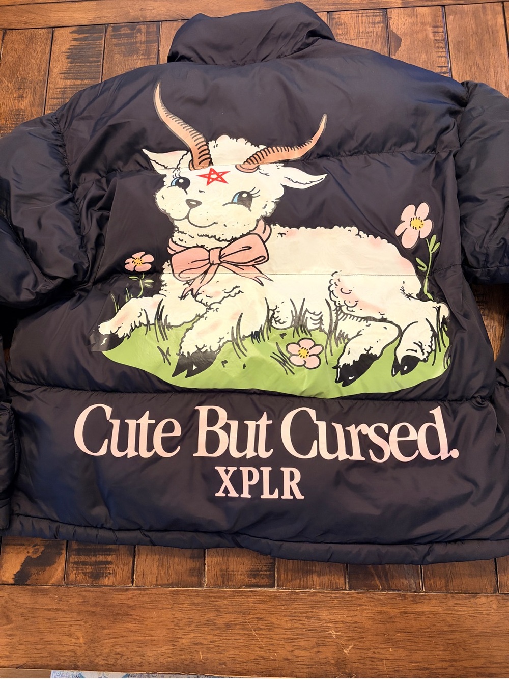 XPLR Sam and Colby "Cute But Cursed" Black Puffer Jacket Size L